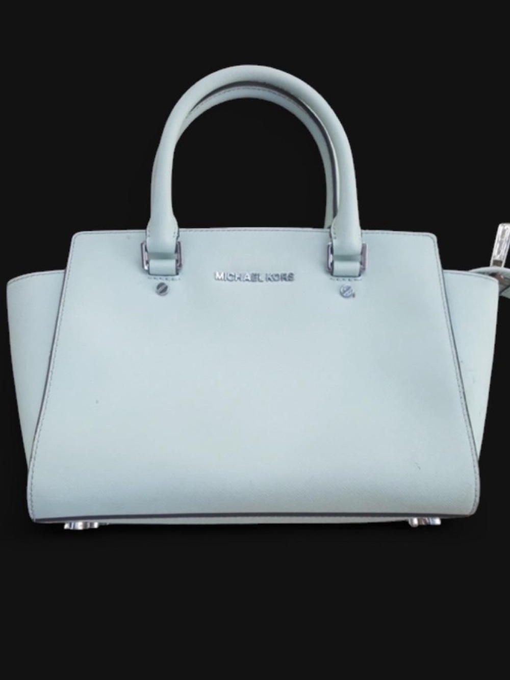 NWOT MICHAEL KORS Selma Saffiano Leather Medium Satchel in Celadon (light blue)
